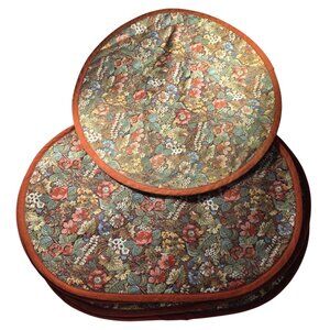 Set Of four oval Quilted Placemats one round Floral  fall autumn Thanksgiving